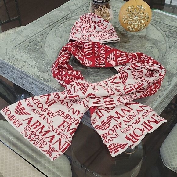 𝅺emporio Armani Logo Scarf and Beanie Lambswool Set New - Picture 2 of 5